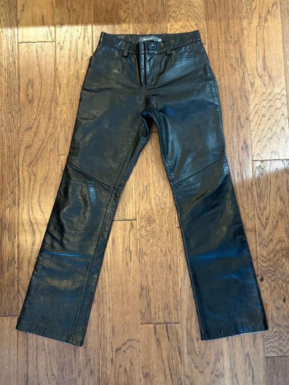 Vintage Y2K GAP Black Genuine Leather Pants - Mid-rise, Straight /Bootcut - Sz 2